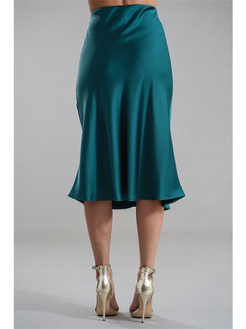 Gonna in raso Nualy | I25N6170VERDE BOSCO